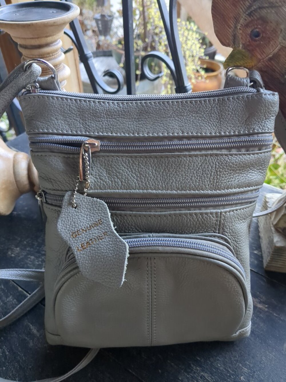 Genuine Leather Light Grey Crosby Purse - Picture 2 of 7
